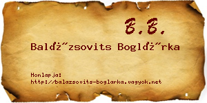 Balázsovits Boglárka névjegykártya